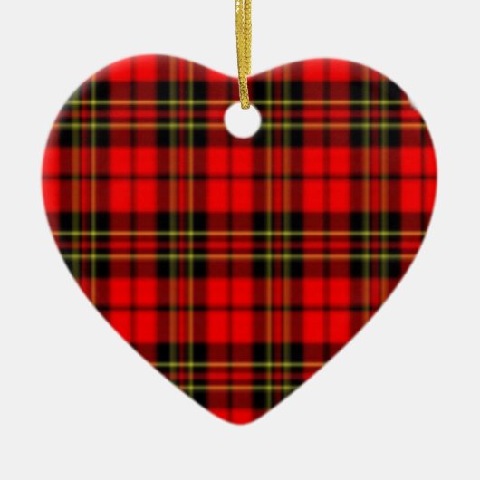 赤いおよび緑の格子縞の星 セラミックオーナメント (正面)