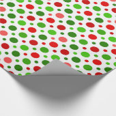 赤いおよび緑の水玉模様のクリスマスの包装紙 ラッピングペーパー (角)