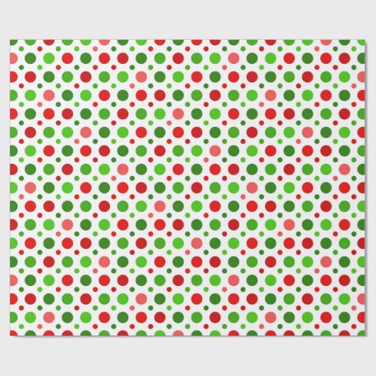 赤いおよび緑の水玉模様のクリスマスの包装紙 ラッピングペーパー (フラット)