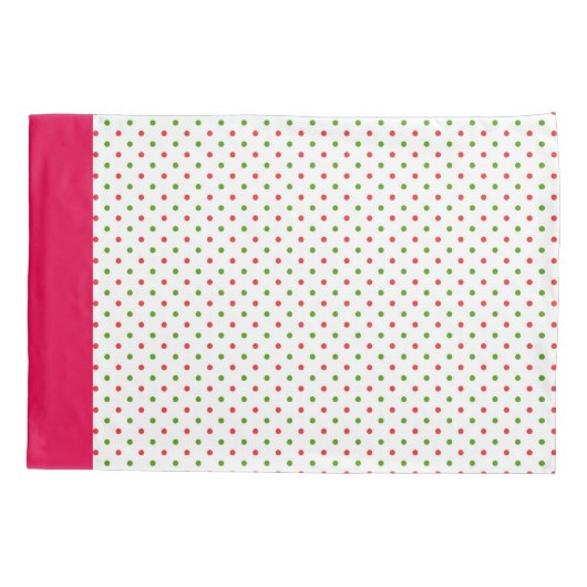 赤いおよび緑の水玉模様のクリスマスの枕箱 枕カバー (裏面)