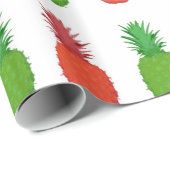 赤いおよび緑の熱帯クリスマスのパイナップル ラッピングペーパー (ロールコーナー)