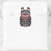 赤いおよび緑のHaidaの精神くま ラウンドシール (バッグ)