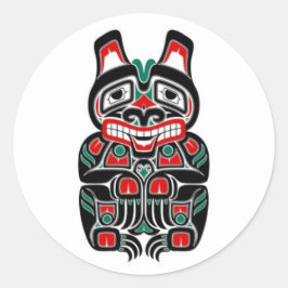 赤いおよび緑のHaidaの精神くま ラウンドシール