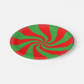 赤いおよび緑キャンディ・ケーンパターン ペーパープレート (アングル)