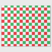 赤いおよび緑チェック模様のクリスマス ラッピングペーパー (フラット)