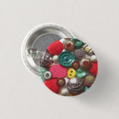 赤いおよび緑ボタンのコラージュ 缶バッジ (正面&裏面)