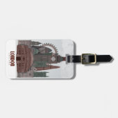 赤いおよび緑雲のロンドン ラゲッジタグ (正面横)