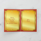 赤いおよび金クリスマスカードのサンタクロース シーズンカード (内部)