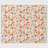 赤いおよび金秋の葉の包装紙 ラッピングペーパー (フラット)