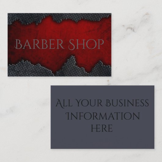 赤いおよび鋼鉄灰色理髪店のための険しいカード 名刺 (正面/裏面)