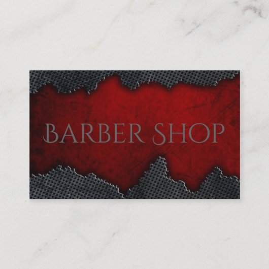 赤いおよび鋼鉄灰色理髪店のための険しいカード 名刺 (正面)
