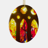 赤いおよび青のステンドグラス セラミックオーナメント (右)
