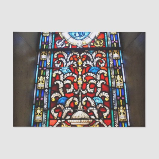 赤いおよび青のステンドグラス 薄葉紙 (正面)
