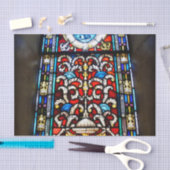 赤いおよび青のステンドグラス 薄葉紙 (クラフト)