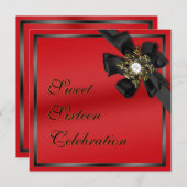 赤いおよび黒ダイヤの曲げられた招待 招待状 (正面/裏面)