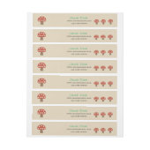 赤いお洒落きのこ包みのまわりに住所 シール ラップアラウンド宛名ラベル (シート)