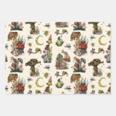 赤いお洒落クリスマスキノコのパターン包装 ラッピングペーパーシート (正面)