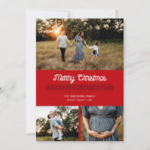 赤いお洒落クリスマスセーターがフォトカードにマーク 招待状 (正面)