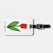 赤いお洒落チューリップの花の旅行荷物 ラゲッジタグ (正面横)