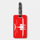 赤いお洒落パーソナライズされた飛行機の荷物タグ ラゲッジタグ (裏面縦)
