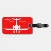 赤いお洒落パーソナライズされた飛行機の荷物タグ ラゲッジタグ (裏面横)