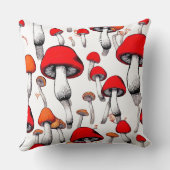 赤いお洒落フローティングのキノコのデジタルアート クッション (裏面)