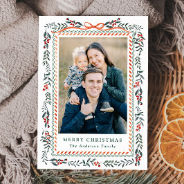 赤いお洒落リボンと緑2枚の写真 シーズンカード