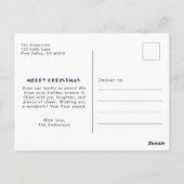 赤いお洒落リボンのペット写真メリークリスマス ポストカード (裏面)