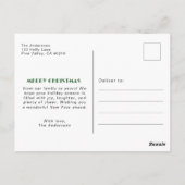 赤いお洒落リボンのペット写真メリークリスマス ポストカード (裏面)