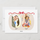 赤いお洒落リボン3枚の写真クリスマス シーズンカード (裏面)