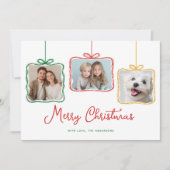 赤いお洒落緑のギフトボックス写真 シーズンカード (正面)