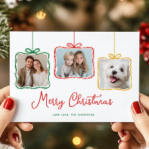 赤いお洒落緑のギフトボックス写真