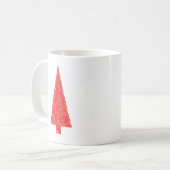 赤いお祝いの木。 赤と白。 クリスマス コーヒーマグカップ (正面左)