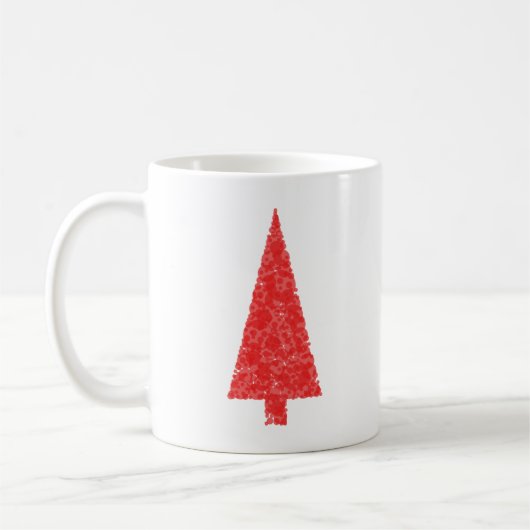 赤いお祝いの木。 赤と白。 クリスマス コーヒーマグカップ (左)