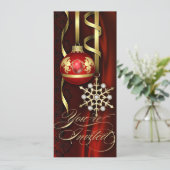 赤いお祝いの記念祭の休日の招待状 招待状 (スタンド正面)