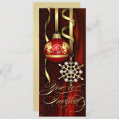 赤いお祝いの記念祭の休日の招待状 招待状 (正面/裏面)