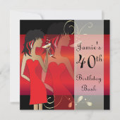 赤いお誕生日パーティーの招待状をカスタマイズしよう 招待状 (正面)