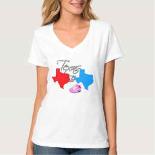 赤いからの青い州への回転テキサス州 Tシャツ