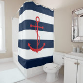 赤いかりオンブルーストライプズ シャワーカーテン (インサイチュ)