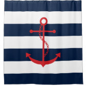 赤いかりオンブルーストライプズ シャワーカーテン (正面)