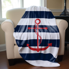 赤いかりオンブルーストライプズ フリースブランケット