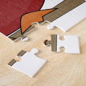 赤いかわいいフクロウおよびピンクの漫画のフクロウの小さいハート ジグソーパズル (側面)