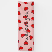 赤いかわいいラブハートバナー 横断幕 (縦)