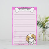 赤いかわいい及び日本人のChinの白い文房具 便箋 (スタンド正面)