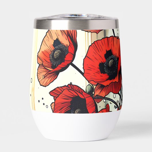 赤いかわいらしケシの花瓶 (正面)