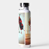 赤いかわいらしケシの花瓶 ウォーターボトル (右面)