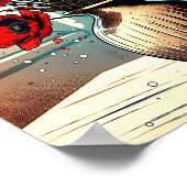 赤いかわいらしケシの花瓶 ポスター (角)