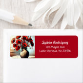 赤いかわいらしケシの花瓶 ラベル (インサイチュ)