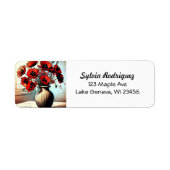 赤いかわいらしケシの花瓶 ラベル (正面)