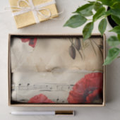 赤いかわいらしケシヴィンテージ音楽シートphemera 薄葉紙 (ギフト)